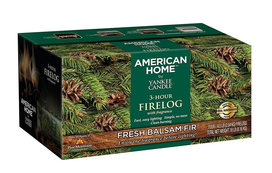 Pine Mountain American Home by Yankee Candle Fragrance Firelog, 3-Hour Burn Time, Scented, 4 Logs