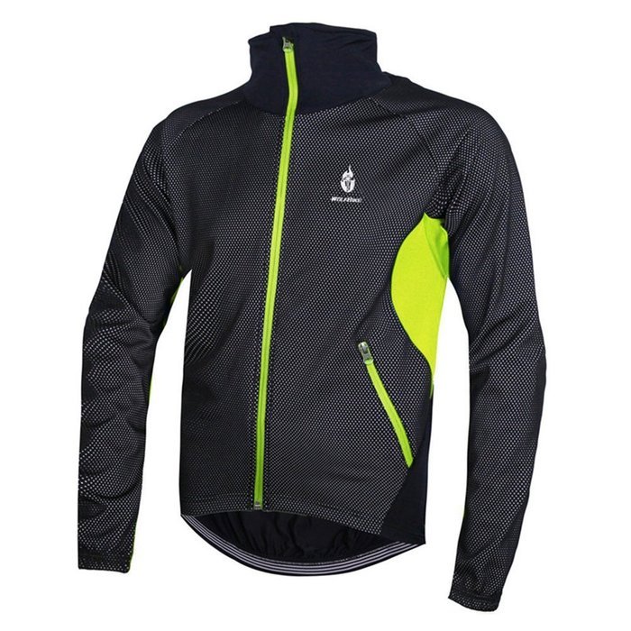 WOLFBIKE Thermal Fleece Cycling Jersey Shirt Casual Jacket Long Sleeve, Green, Size XL
