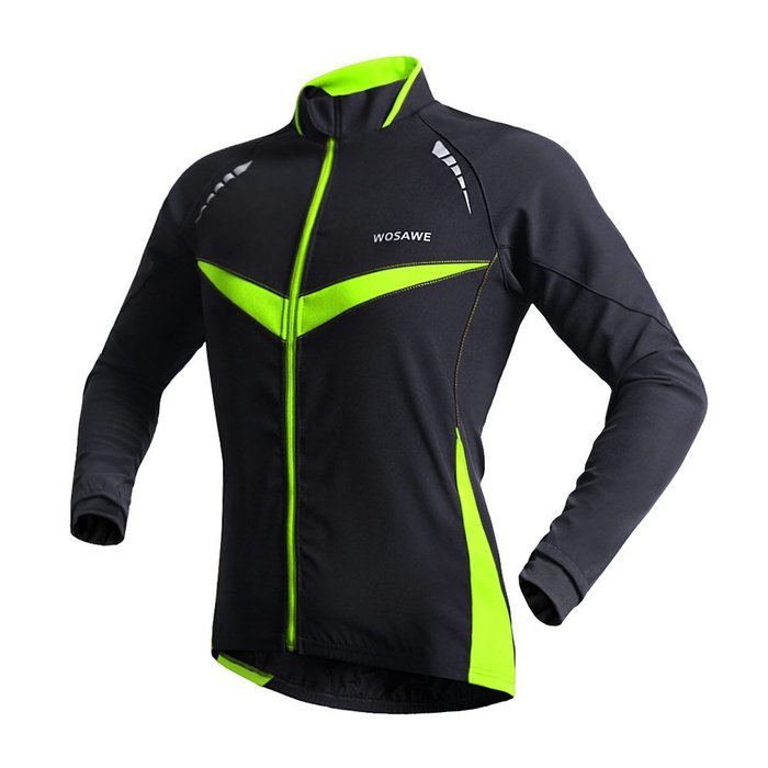 WOLFBIKE Thermal Fleece Cycling Jersey Shirt Casual Jacket Long Sleeve, Green, Size XL N4