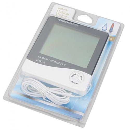 HTC-2 Digital Indoor/Outdoor Thermo-hygrometer Temperature Humidity Meter Tester with Time/Clock N2