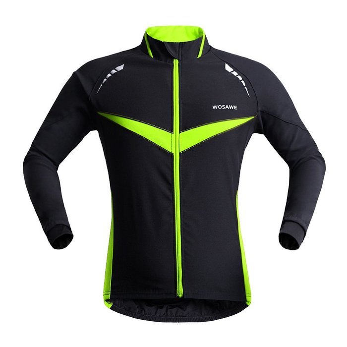 WOLFBIKE Thermal Fleece Cycling Jersey Shirt Casual Jacket Long Sleeve, Green, Size XL N11