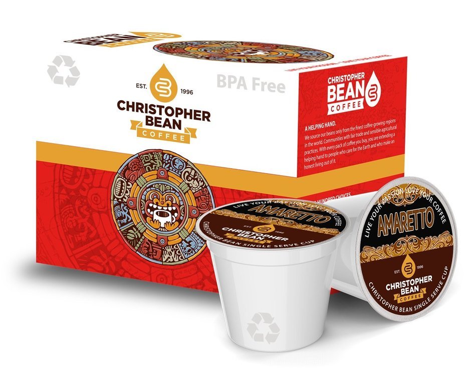 Amaretto Single Cup Coffee Christopher Bean Coffee K Cup, For Keurig Brewers ( 12 Count Box)