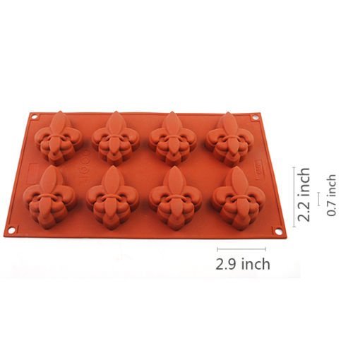 New Vermilion 8-Cavity Silicone Cake Chocolate Soap Mould Tool Candy Cookies Baking Mold Tray N7