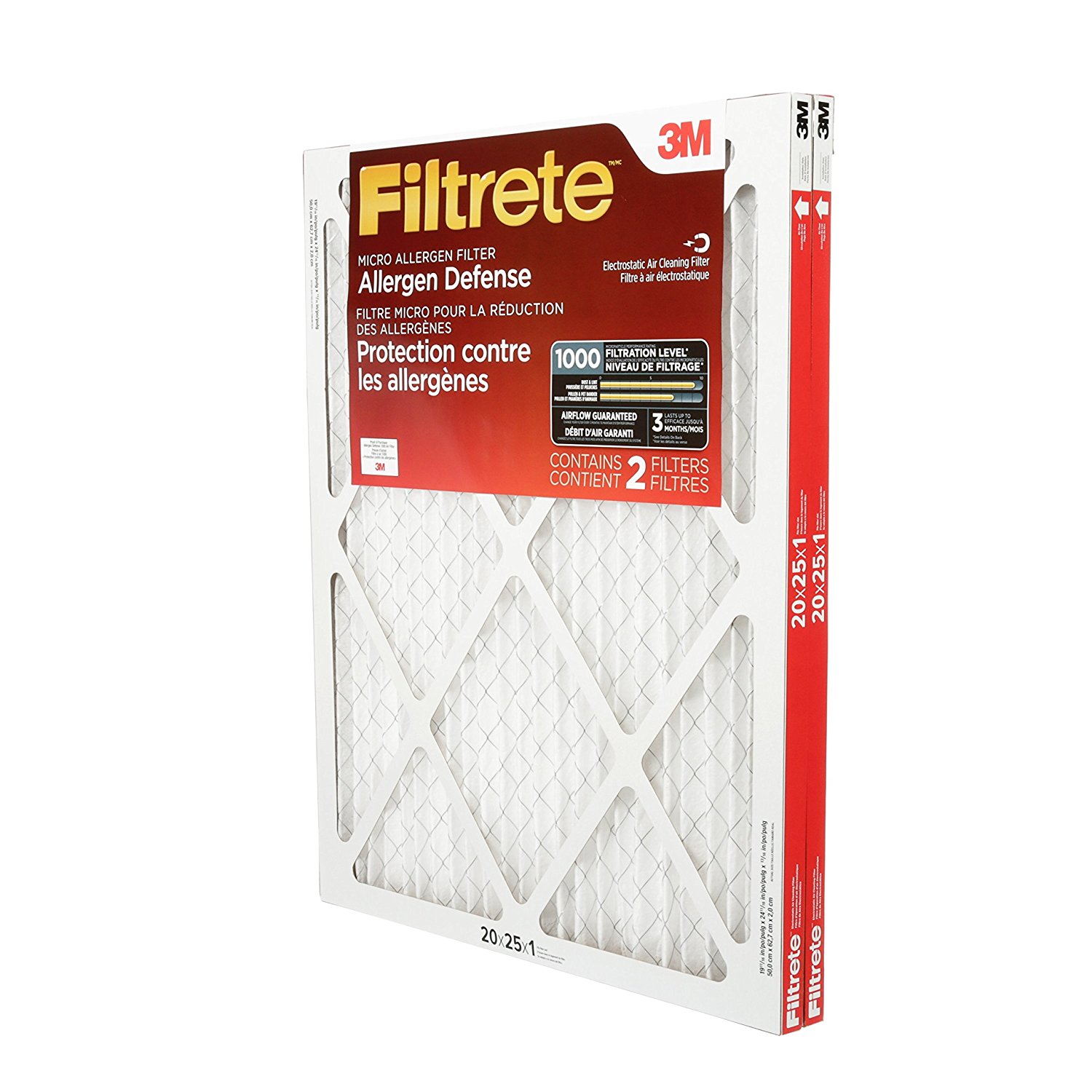 Filtrete Micro Allergen Defense Filter, MPR 1000, 16 x 25 x 1-Inches, 2 ...