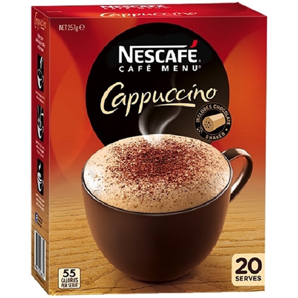 Nescafe cappuccino single serve sachets pack 20 serves packets free