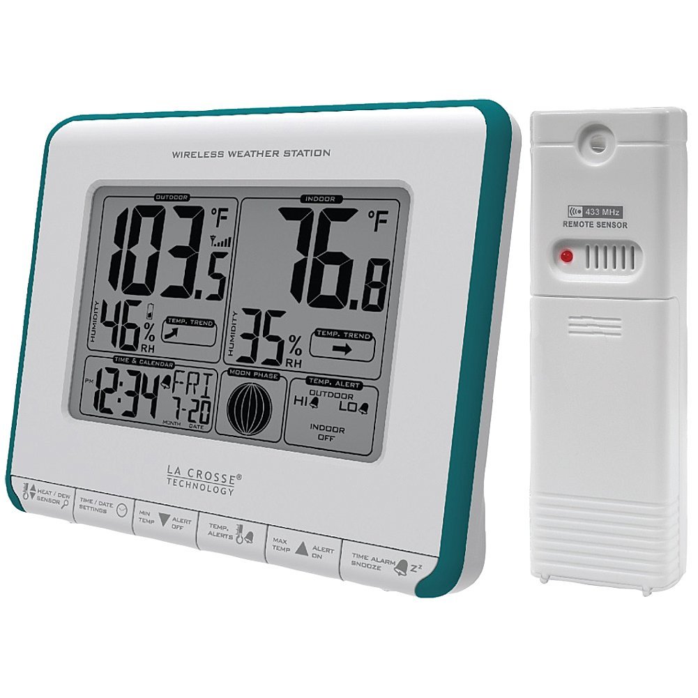 Wireless Weather Station w/ Batteries Time Temp & Humidity Indoor