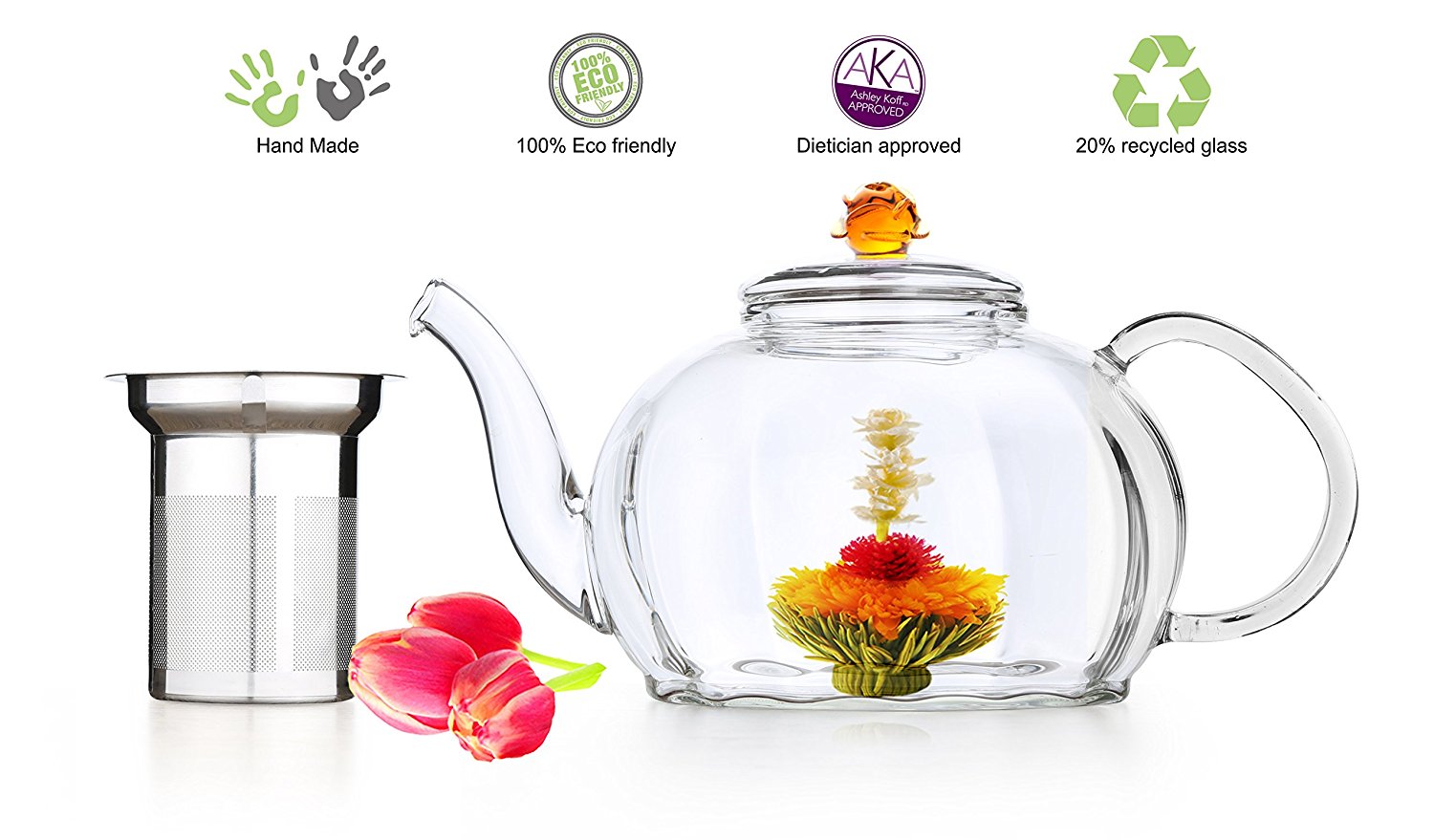 Teapot Set Flowering Tea Glass Teapot Gift Set Harmony 42 Oz / 1242 Ml