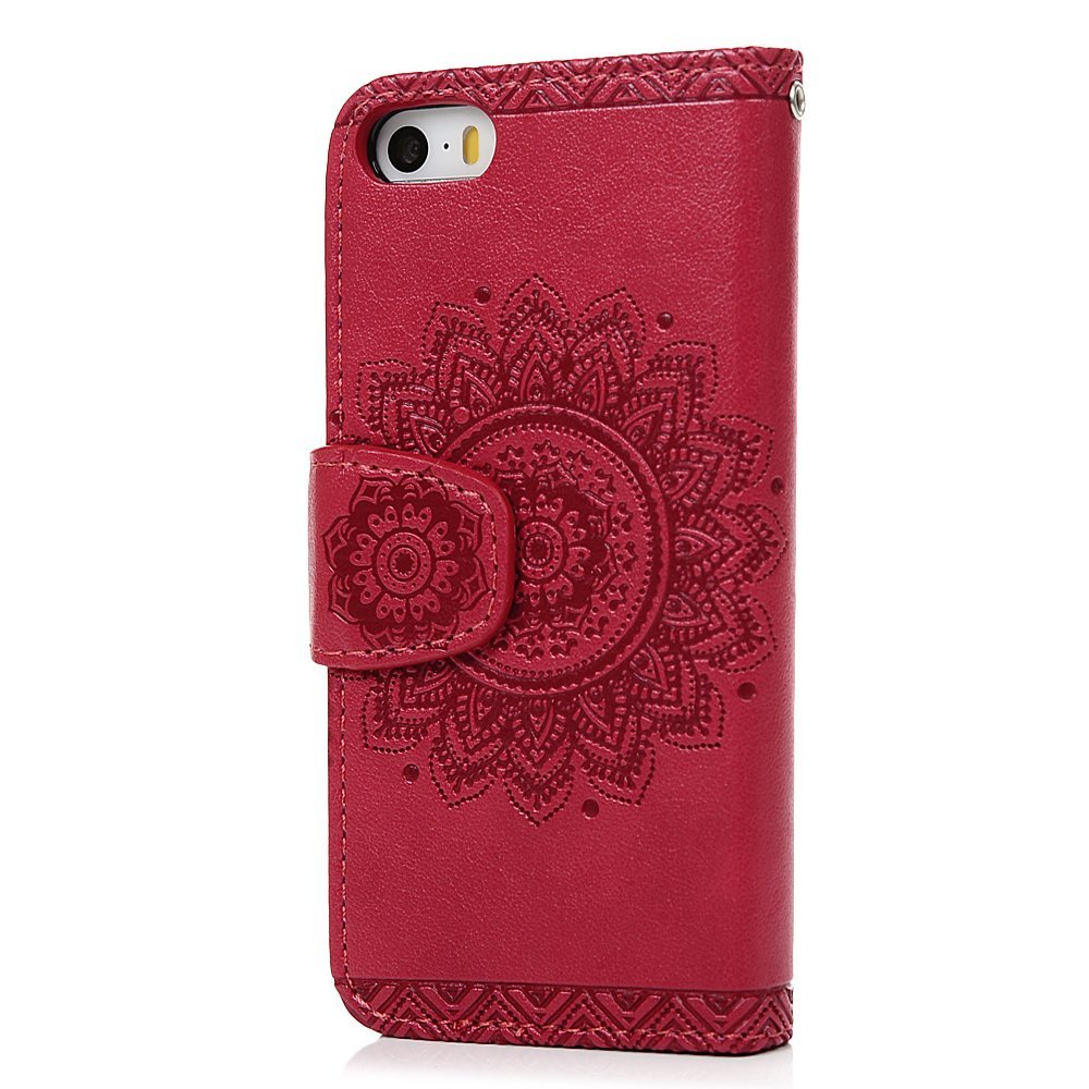 For IPhone 16 Plus Case Shockproof Flip Folio Premium Wallet Phone Case Magnetic Closure PU Leather Totem Mandala Embossed Magnet Cover For IPhone 16 - View #5