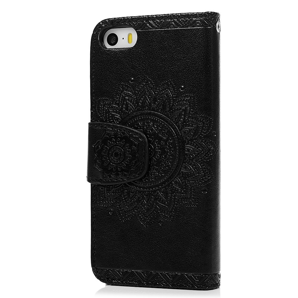 For IPhone 16 Plus Case Shockproof Flip Folio Premium Wallet Phone Case Magnetic Closure PU Leather Totem Mandala Embossed Magnet Cover For IPhone 16 - View #4