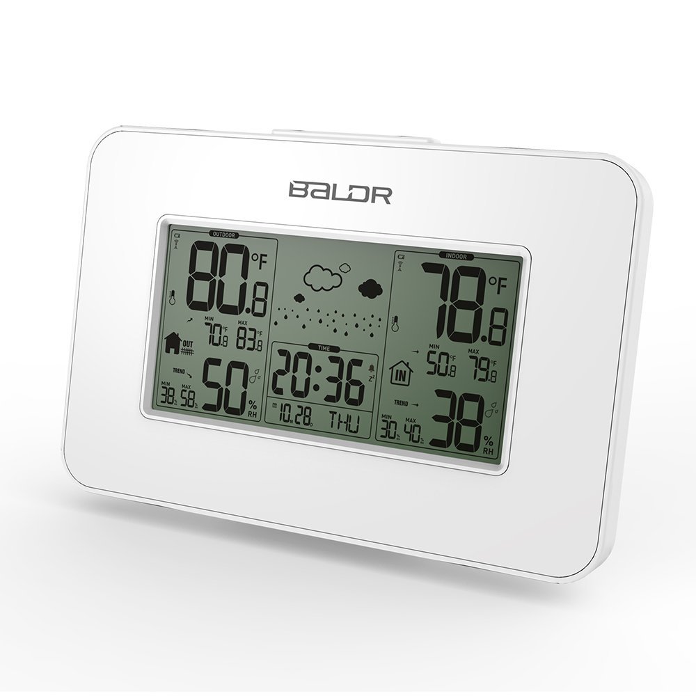 BALDR Weather Station Clock Indoor Outdoor Temperature Humidity Display ...