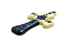 Polish Pottery 4 1/2&quot; Cross - Blue Poppy