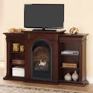 Duluth Forge Dual Fuel Vent Free Fireplace With Bookshelves - 15,000 BTU, T-Stat, Chocolate Finish N6