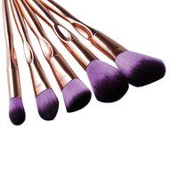 Mikey Store Makeup Brushes Set Fondation Eyeshadow Cosmetic Tool with Leather (8pc Gold) N3