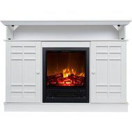 White Decor Flame Bailey 48" Electric Fireplace Media Console For TV's Up To 55" With Heat or Without Heat Classic...