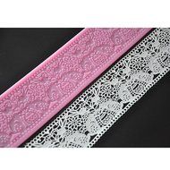 FOUR-C Baking Tools Embossing Silicone Mat Lace Cake Mold for Decoration Color Pink