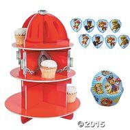 Paw Patrol Cupcake Liners (50), Paw Patrol Cupcake Picks (24), and a Fire Hydrant Cupcake Stand (Bundle of 3 Items) N2