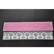 FOUR-C Baking Tools Embossing Silicone Mat Lace Cake Mold for Decoration Color Pink N3