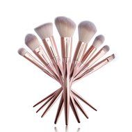 Mikey Store Makeup Brushes Set Fondation Eyeshadow Cosmetic Tool with Leather (8pc Gold) N4