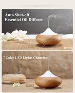 Essential Oil Diffuser Humidifier 150ml with 8-10 Hours Continuous Diffusing and Auto Shut-off - 2 Running Modes... N7