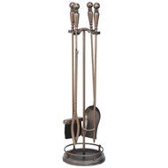 Chimney 61027 Woodfield Oil-rubbed Bronze 4-piece Tool With Round Base and Gallery Rail