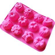 Silicone Cake Mold 12 Hole Flowers Jelly Pudding Pan 8.2&quot;x6.2&quot;x0.98&quot; Color At Random