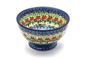 Polish Pottery Bowl - Pedestal - Small - Maraschino