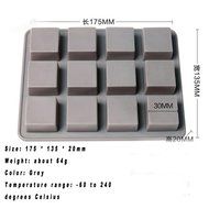 Edtoy 12 Square silicone molds chocolate cake mold jelly chocolate cake bakeware gray N2