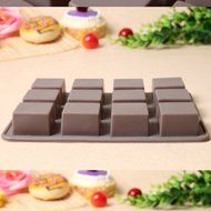 Edtoy 12 Square silicone molds chocolate cake mold jelly chocolate cake bakeware gray N3