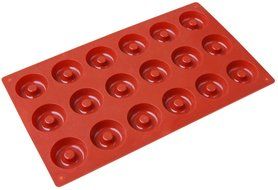 Cy3Lf Silicone Mini Donut Pan, Muffin Cups, Cake Mold, Biscuit Mold, 18 Cavity, Dark Red(PACK OF 2) N2