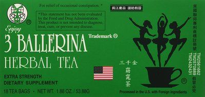 3 Ballerina Diet Tea Extra Strength for Men and Women (6 Boxes x 18 Bags)