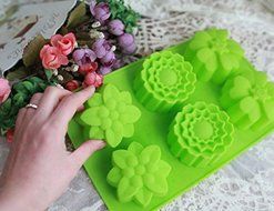 Teanfa 6 Flowers Silicone Muffin Cups Handmade Soap Molds Biscuit Chocolate Ice Cake Baking Mold Cake Pan N2