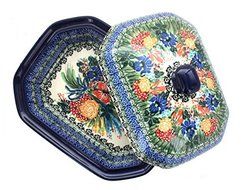 Polish Pottery Summer Blooms Medium Covered Baking Dish