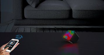 Sharper Image SBT5003BK Sound-Responsive Mini Wireless Bluetooth Speaker with LED Lights, Black