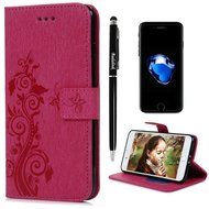 iPhone 7 Plus Case (5.5 inch) - Flip Folio Wallet Stand Case Embossed Cirrus PU Leather Case Shockproof Soft TPU... N3