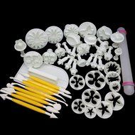 Sugarcraft Cake Decorating Plunger Cutter Fondant Cake Icing Mold Tool Set (46pcs) N5