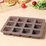 Edtoy 12 Square silicone molds chocolate cake mold jelly chocolate cake bakeware gray N5