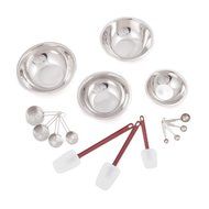 FortheChef&#039;s 9 Piece Stainless Steel Mixing Bowl, Measuring Cup, and Silicone Spatula Set