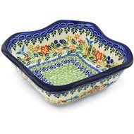 Ceramika Bona H1294H Polish Pottery Ceramic Square Bowl Hand Painted, 8-Inch