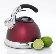 Creative Home 77027 Avalon Stainless Steel Whistling Tea Kettle, 3-Quart, Opaque Cranberry