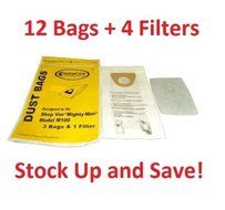 12 Shop Vac Mighty Mini M100 Vacuum Cleaner Bag Replacements 12 Bags + 4 Filters