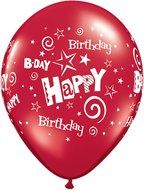 Pioneer Balloon Company 50 Count Birthday Stars &amp; Swirls Latex Balloon, 11&quot;, Assorted