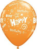 Pioneer Balloon Company 50 Count Birthday Stars &amp; Swirls Latex Balloon, 11&quot;, Assorted N2