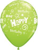 Pioneer Balloon Company 50 Count Birthday Stars &amp; Swirls Latex Balloon, 11&quot;, Assorted N3