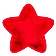 Kitchen Haven Silicone Cake Pan Mold for Christmas Baking and Novelty Shapes, Star, Red 9 inch, Single N2