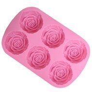 Seedan Silicone Baking Cups Cake Pan Muffin Tin Handmade Biscuit Chocolate Ice Cube Tray DIY Mold (Flower, Red... N5