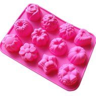 Seedan Silicone Baking Cups Cake Pan Muffin Tin Handmade Biscuit Chocolate Ice Cube Tray DIY Mold (Flower, Red... N7