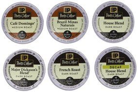 New! 30 K-cup Peets Coffee Sampler Variety Pack *WITH DECAF* (2014 Brazil Minas Naturais, Cafe Domingo, House...