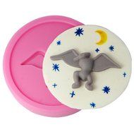 FOUR-C Cake Decor Moulds Bat Design Silicone Cup Cake Top Mold Color Pink N2