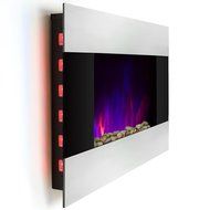 Golden Vantage 36" Wall Mount Electric Bedroom Heater Tempered Glass Fireplace w/ 3D Flame Log Set &amp; Remote Control N4