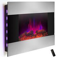 Golden Vantage 36" Wall Mount Electric Bedroom Heater Tempered Glass Fireplace w/ 3D Flame Log Set &amp; Remote Control N5